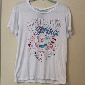 Chaser White 'Palm Springs' Graphic Tee with Teal & Pink Accents